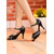 abordables Zapatos de baile latino-Zapatos de baile latino para mujer de satén beige con tiras brillantes, tacones de salón con tiras en el tobillo y punta abierta para salsa y tango. &amp;actuaciones de fiesta