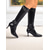 abordables Botas de moda-Botas negras hasta la rodilla para mujer con correas de hebilla con tachuelas y punta puntiaguda, botas de tacón de moda punk gótica para salir por la noche. &amp;fiestas de cosplay