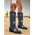 economico Stivali alla caviglia-stivali western da donna con ricami floreali, comodi stivaletti con tacco a blocco per l'autunno e le uscite casual