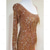abordables vestido de competición-Vestido de baile latino de un solo hombro con flecos y cuentas de cristal, traje de baile de salsa y tango en dorado y rosa.