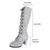 abordables Botas de moda-Botas altas con cordones de ante gris para mujer, botines altos de tacón grueso estilo victoriano retro para invierno, cosplay y ropa urbana.