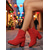 abordables Bottines-Bottines en daim rouge pour femmes avec détail à double boucle et talon épais, élégantes et confortables, parfaites pour Noël, les sorties d'hiver et les fêtes de fin d'année