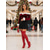 baratos Botas da moda-Botas femininas de couro sintético vermelho brilhante, cano alto, salto agulha e zíper, estilo ousado e sexy, perfeitas para saídas à noite, Natal e eventos modernos