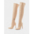 baratos Botas da moda-Botas femininas de couro sintético vermelho brilhante, cano alto, salto agulha e zíper, estilo ousado e sexy, perfeitas para saídas à noite, Natal e eventos modernos