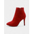 abordables Bottines-Bottines à talons aiguilles en daim rouge pour femmes avec détail zippé, bout pointu, élégantes et chics, parfaites pour Noël, les fêtes de fin d'année et les occasions formelles