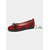 cheap Women's Flats-Women's Red Plaid Ballet Flats with Rhinestone Bow – Elegant Slip-On Dress Shoes for Daily Wear, Office and Christmas Parties