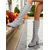 abordables Botas de moda-Botas altas con cordones de ante gris para mujer, botines altos de tacón grueso estilo victoriano retro para invierno, cosplay y ropa urbana.