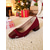 preiswerte Pumps mit Blockabsatz-Damen-Pumps mit Blockabsatz aus rotem Lackleder und Samt, quadratische Zehenpartie, elegant und bequem, perfekt für Weihnachten, das Büro und alltägliche Anlässe