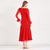 baratos Salão de Dança Padrão-vestido vermelho com babados para dança de salão feminina - vestido longo de manga comprida em linha A para competições, dança latina e eventos de dança