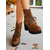 preiswerte Stiefeletten-Braune Damenstiefeletten zum Schnüren mit dickem Absatz und Häkelbesatz, modische Stiefeletten aus Wildlederimitat im Vintage-Stil für lässige Outfits und Outdoor-Events