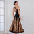 abordables Ropa de Competición-Vestido de baile de salón para mujer, elegante vestido de competición de tango y rumba con hombros asimétricos y malla de retazos de encaje negro