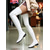cheap Nightlife Party-Women&#039;s White Over-the-Knee High Boots, Stretch Faux Leather Platform Thigh-High Boots with Side Zipper, Stylish Party &amp; Nightclub Footwear
