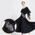 abordables Vêtements de Compétition-Robe de danse de salon pour femme, épaules dénudées, en mousseline, à volants, pour compétition de valse et de tango, avec strass – noire