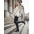 baratos Botas da moda-Botas femininas de couro premium com cadarço e estampa floral, elegantes botas de salto bloco para eventos formais e noturnos.