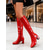 abordables Botas de moda-Botas altas rojas de charol sintético para mujer, con tacón grueso y moderno, cierre de cremallera. Un diseño elegante y a la moda para el día a día, fiestas y salidas nocturnas.