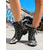 preiswerte Bikerstiefel-Schwarze, nietenbesetzte Biker-Ankle-Boots für Damen mit silberner Zehenkappe – Punk-Rock-Stil, perfekt für Motorradtouren, Streetwear und Freizeitaktivitäten