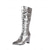 abordables Botas de moda-Botas de media pantorrilla de piel de serpiente dorada para mujer: botas de fiesta de tacón grueso metalizado con punta puntiaguda para salidas nocturnas. &amp;ropa de club