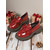 ieftine Mocasini de Damă-Loaferi din piele lacuită burgundy slip-on pentru femei cu fundiță – Pantofi chunky platform pentru ieșiri casual purtare zilnică și sărbători de Crăciun