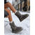 baratos Botas de neve e inverno-Botas de inverno femininas marrons com forro de pele sintética – detalhe de fivela, quentinhas e aconchegantes, com sola plataforma para uso casual ao ar livre, dias de neve e moda de inverno.