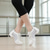 abordables Zapatillas de baile-Zapatos de baile con cordones de cuero de malla blanca para mujer con suela suave y flexible, zapatillas de jazz transpirables para práctica latina, baile de salón y entrenamiento físico.