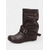 abordables Medieval &amp; Renacimiento-Botines de piel sintética marrón de inspiración medieval para mujer: diseño de hebilla, tacón de cuña cómodo, calzado informal de moda para fiestas retro, otoño e invierno.
