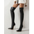 cheap Fashion Boots-Women's Black Over-the-Knee Stiletto Heel Boots - Sleek Faux Leather Thigh-High Party Boots with Pointed Toe for Night Out