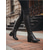 baratos Botas da moda-Botas femininas de couro premium com cadarço e estampa floral, elegantes botas de salto bloco para eventos formais e noturnos.