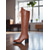 baratos Botas da moda-Botas femininas de couro premium com cadarço e estampa floral, elegantes botas de salto bloco para eventos formais e noturnos.