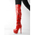 preiswerte Plattformstiefel-Rote Lack-Overknee-Plateaustiefel für Damen – ultrahohe Stiletto-Absätze mit Schnallenriemen, perfekt für Partys am Abend &amp;Clubkleidung