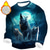 levne Zvířecí potisk-Pánské Vlk 3D tisk Fleece Mikina Denní Na běžné nošení Fantazie Tričkový Domů Párty Dar Streetwear Modrá 1 Modrá 3# modrá 2# 3D tisk Podzim Zima Návrhář S M L XL XXL XXXL