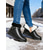 abordables Botas de nieve e invierno-Botines negros de piel sintética para mujer con puños de piel sintética y detalle de hebilla: calzado informal cómodo para otoño e invierno.
