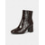 cheap Ankle Boots-Women's Burgundy Crocodile-Print Leather Ankle Boots with Block Heel and Zipper Closure – Elegant Square Toe Design for Daily and Office Wear