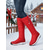 abordables Bottes de neige et d'hiver-Bottes d'hiver rouges pour femmes - bottes chaudes et imperméables montantes jusqu'aux genoux avec semelle antidérapante, idéales pour Noël, les promenades en extérieur et par temps froid.