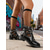 preiswerte Bikerstiefel-Schwarze, nietenbesetzte Bikerstiefel für Damen mit Schnallenriemen, Stiefeletten im Punk-Rock-Stil, modisches Schuhwerk für lässige und Streetstyle-Outfits