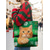 abordables Sacs à imprimés graphiques-Sac cabas de Noël pour femme, motif flocons de neige verts et jacquard, en polyester floqué, avec un chat roux festif, idéal pour les achats de Noël et les cadeaux.