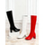 abordables Botas de moda-Botas altas rojas de charol sintético para mujer, con tacón grueso y moderno, cierre de cremallera. Un diseño elegante y a la moda para el día a día, fiestas y salidas nocturnas.