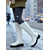 abordables Botas de nieve e invierno-Botas de invierno impermeables para mujer: botas blancas acolchadas hasta la rodilla con suela gruesa, ideales para la nieve, actividades al aire libre y para un look invernal informal.
