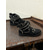 preiswerte Bikerstiefel-Schwarze, nietenbesetzte Bikerstiefel für Damen mit Schnallenriemen, Stiefeletten im Punk-Rock-Stil, modisches Schuhwerk für lässige und Streetstyle-Outfits