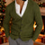 baratos suéter cardigã masculino-Homens camisolas de natal Suéter de Natal Sueter Cardigan Suéter Cortado Suéter de malha Estriado Tricotar Tops regulares Botões Tecido Decote V Moda Clássico Férias Roupa Diária Roupa Outono Inverno