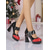 abordables Zapatos Mary Jane-Zapatos de salón Mary Jane de charol sintético negro y rojo para mujer, con plataforma y tacón – estilo rock retro de los 80, perfectos para fiestas navideñas, eventos festivos y salidas nocturnas