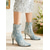 abordables Botas de moda-Botines de tacón alto con detalle de encaje para mujer en azul y blanco: elegante diseño de encaje floral, moderno, perfecto para ocasiones formales, fiestas y ropa de noche.