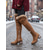 baratos Botas de neve e inverno-Botas de inverno femininas marrons acima do joelho – acabamento em pele sintética, salto bloco grosso, estilo aconchegante para o frio, perfeitas para festas e atividades ao ar livre.