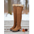 baratos Botas de neve e inverno-Botas de inverno femininas marrons acima do joelho – acabamento em pele sintética, salto bloco grosso, estilo aconchegante para o frio, perfeitas para festas e atividades ao ar livre.