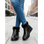 abordables Botas de nieve e invierno-Botines negros de piel sintética para mujer con puños de piel sintética y detalle de hebilla: calzado informal cómodo para otoño e invierno.