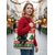 abordables Sacs à imprimés graphiques-Sac cabas de Noël pour femme, motif flocons de neige verts et jacquard, en polyester floqué, avec un chat roux festif, idéal pour les achats de Noël et les cadeaux.