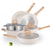 זול כלי בישול-סט סירים ומחבתות 12 חלקים, סט כלי בישול נון-סטיק, לבן