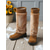 abordables Botas de nieve e invierno-Botas altas marrones de piel sintética para mujer – botas peludas con tacón grueso, calzado de invierno cómodo y a la moda para uso diario