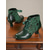 tanie Wiktoriański i Edwardiański-Damskie zielone buty sznurowane z satynową wstążką i koronkowymi detalami – elegancki styl vintage z lat 20. XX wieku, idealne na jesień, zimę, imprezy i specjalne okazje
