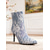abordables Botas de moda-Botines de tacón alto con detalle de encaje para mujer en azul y blanco: elegante diseño de encaje floral, moderno, perfecto para ocasiones formales, fiestas y ropa de noche.