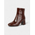 cheap Ankle Boots-Women's Burgundy Crocodile-Print Leather Ankle Boots with Block Heel and Zipper Closure – Elegant Square Toe Design for Daily and Office Wear